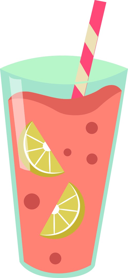 Refreshing Pink Citrus Beverage with Lime on Transparent Background