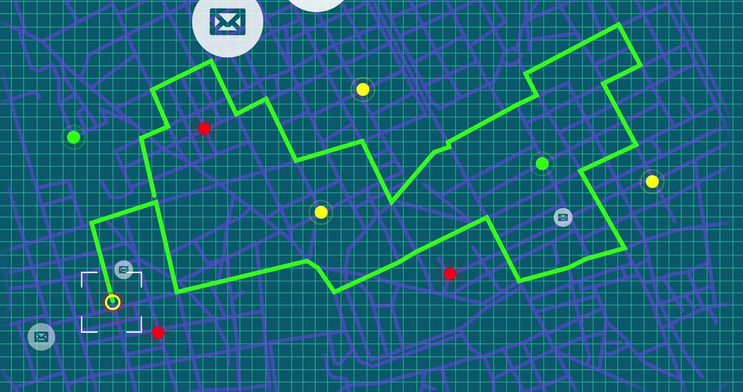Futuristic Data Mapping and Connectivity with Email Icons
