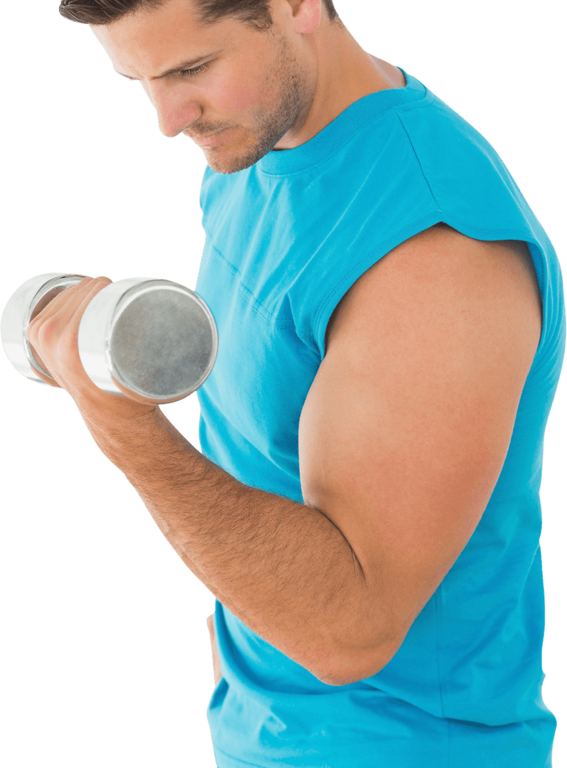Transparent Image Caucasian Man Lifting Dumbbell Bicep Curl Exercise