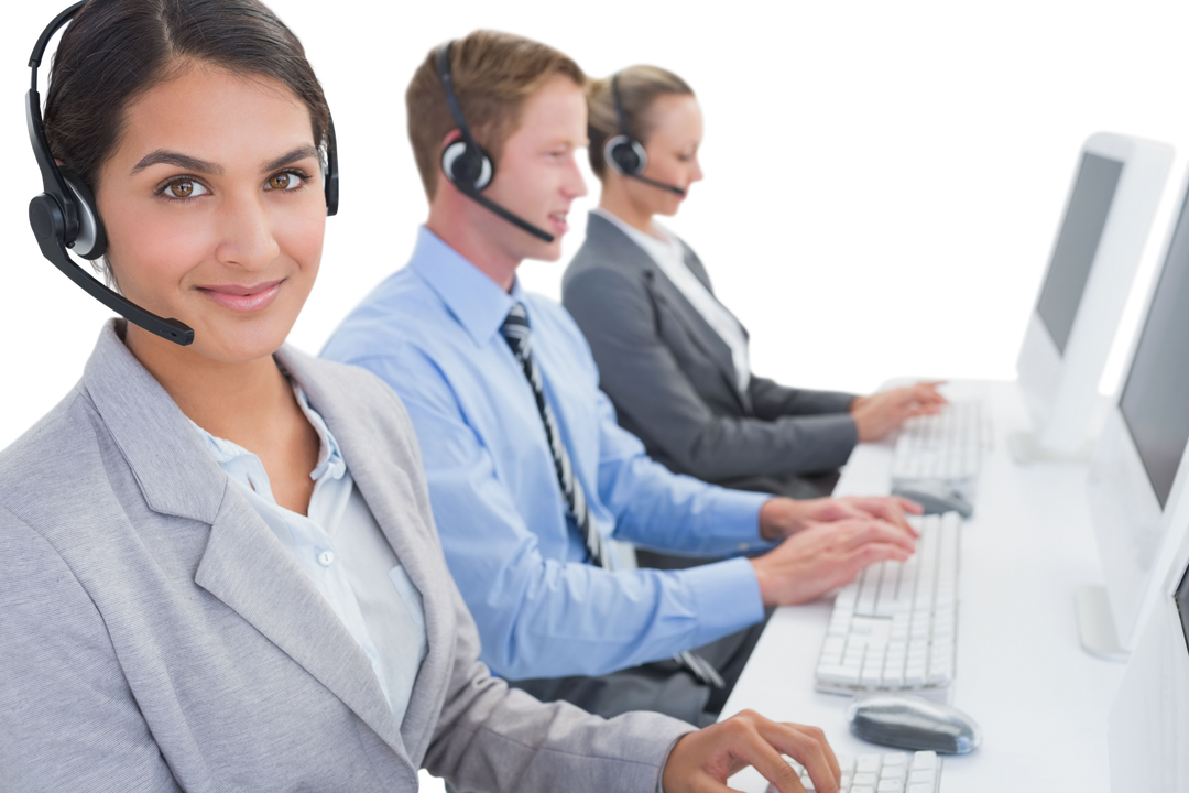 Transparent Call Center Team Wearing Headsets Assisting Customers - Download Free Stock Images Pikwizard.com