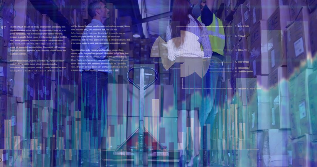 Digital Interface Overlay on Workers in Warehouse Setting