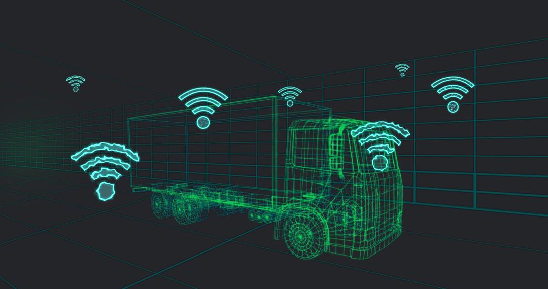 3D Van Model in Tunnel Illustrating EV Technology and Connectivity