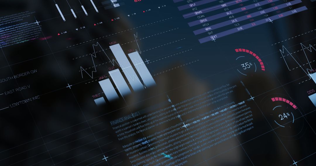 Abstract Digital Data Interface on Blue Background