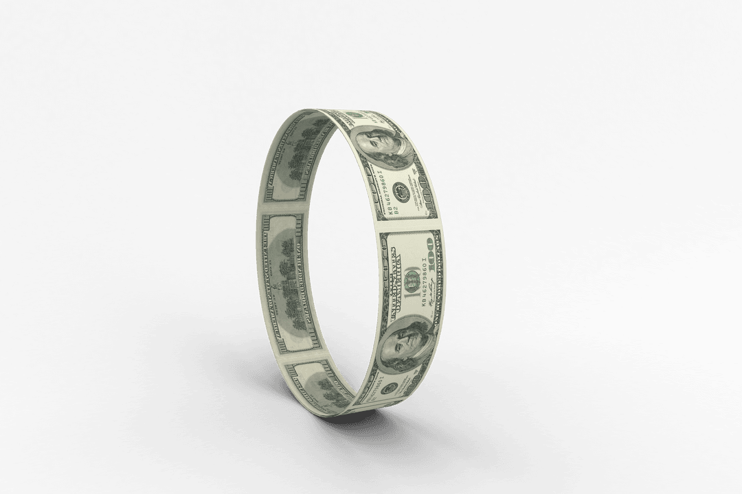 Digital Illustration of Money Circle Wraps Revenue Flow Concept Transparent