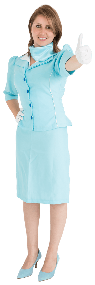 Transparent Image of Flight Attendant Showing Approval Gesture