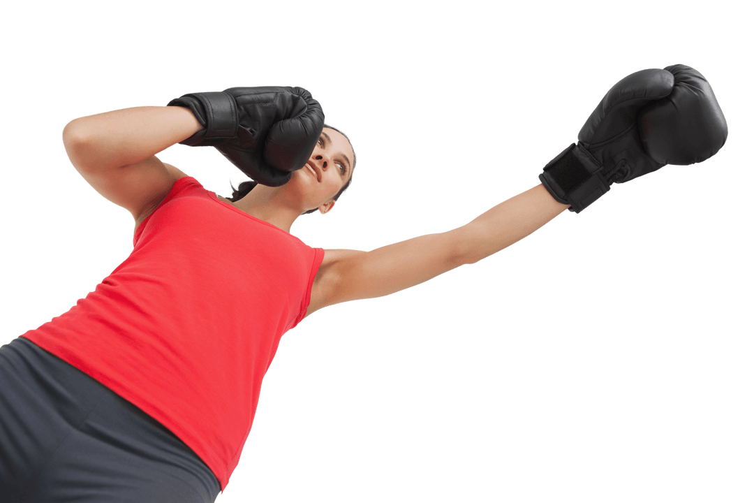 Transparent Boxer Throwing Punch Wearing Red Tank Top