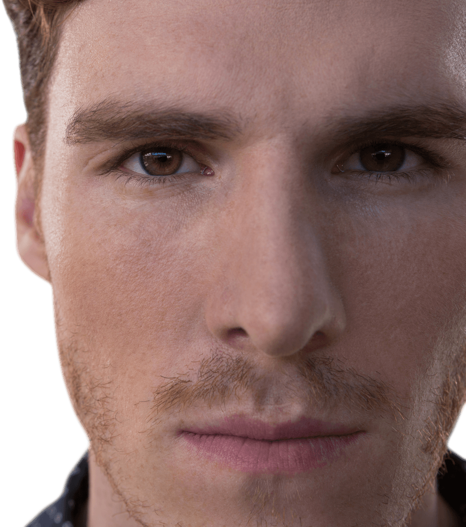 Serious Man Looking at Camera on Transparent Background