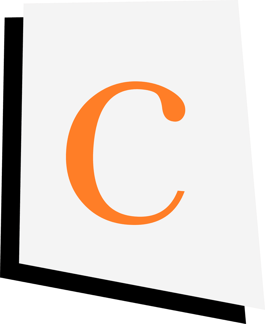 Orange Letter C on Grey with Transparent Background