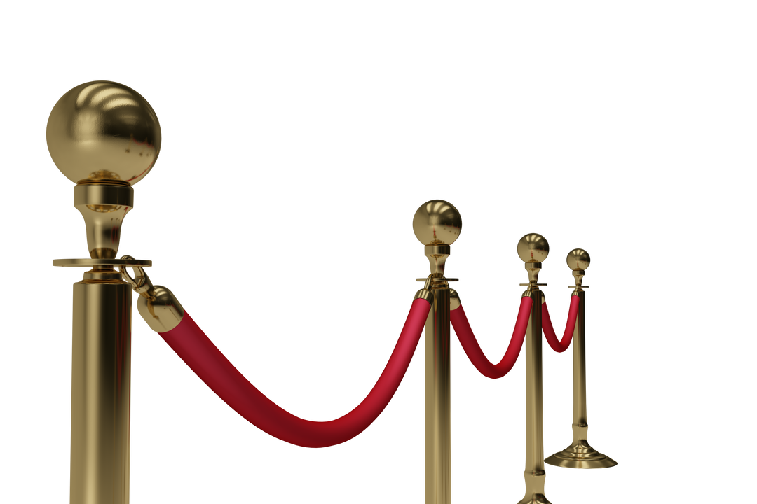 Golden Queue Barrier Poles with Red Velvet Rope Transparent Background - Download Free Stock Images Pikwizard.com