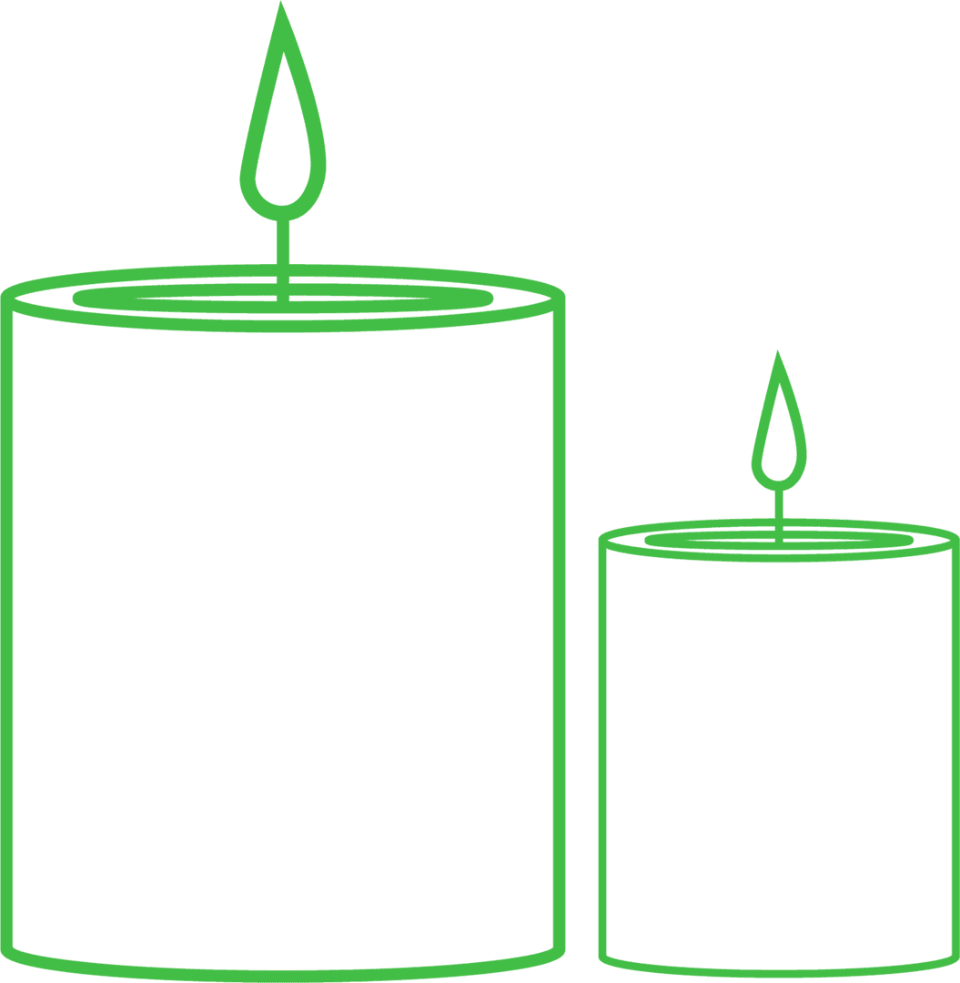 Green Transparent Candles Illustration with Flames for Design Projects