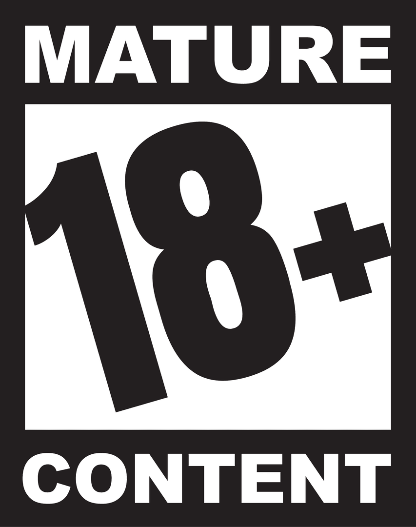 Mature Content 18+ Icon on Transparent Background Warning Sign