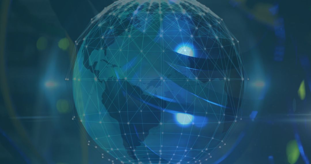 Digital Earth with Blue Network Connections and Glowing Points