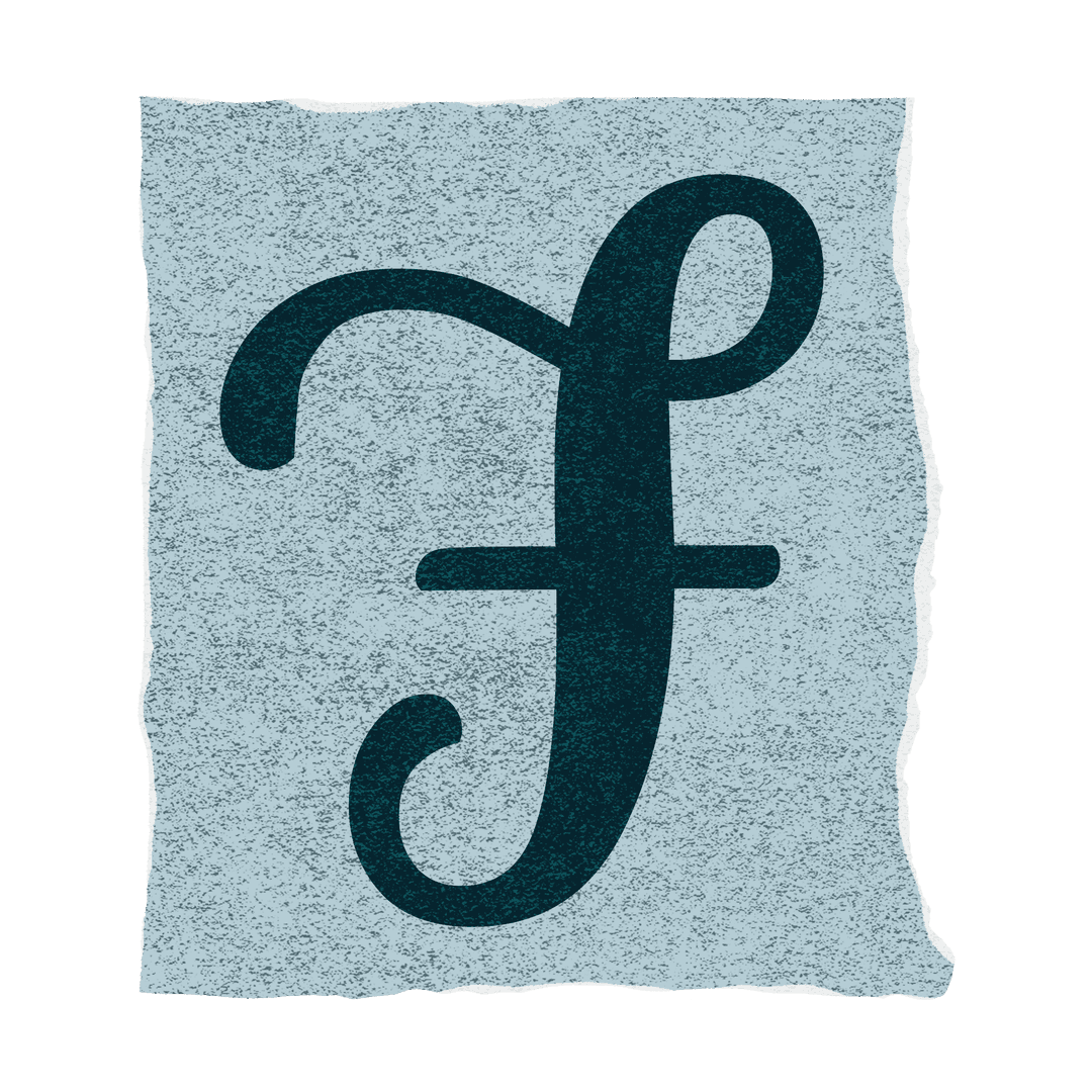 Torn Paper Calligraphic F on Transparent Classic Decoration