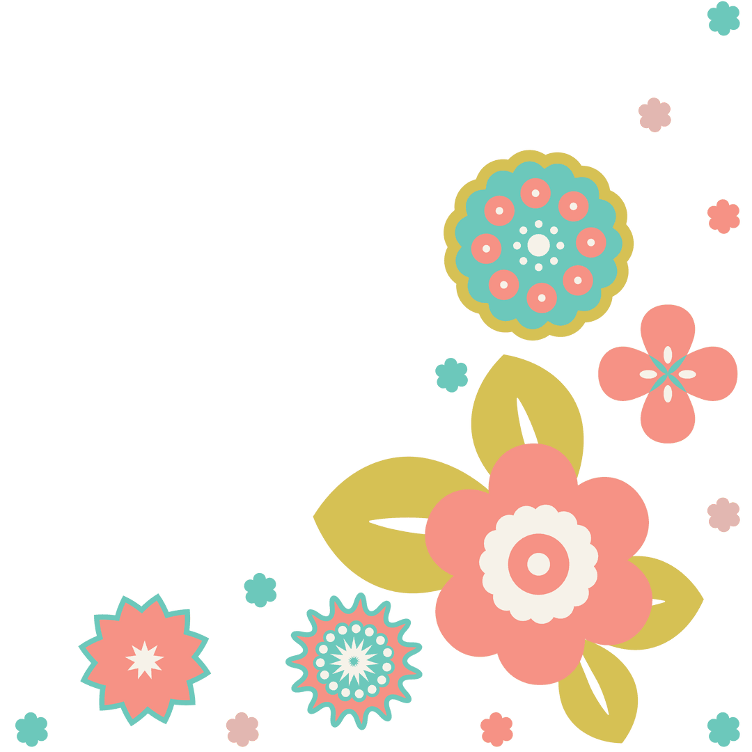 Floral Pattern Illustration on Transparent Background for Creative Design