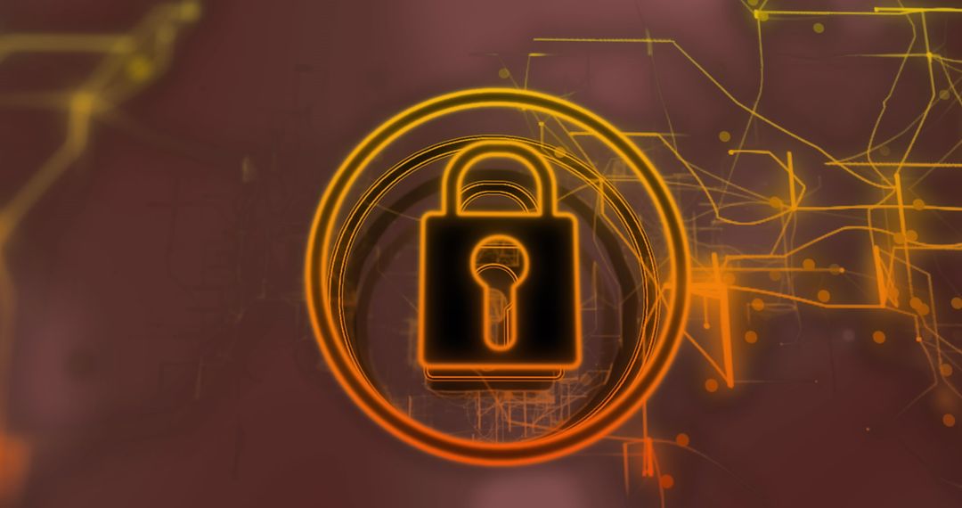 Cyber Security Lock with Digital Network Background