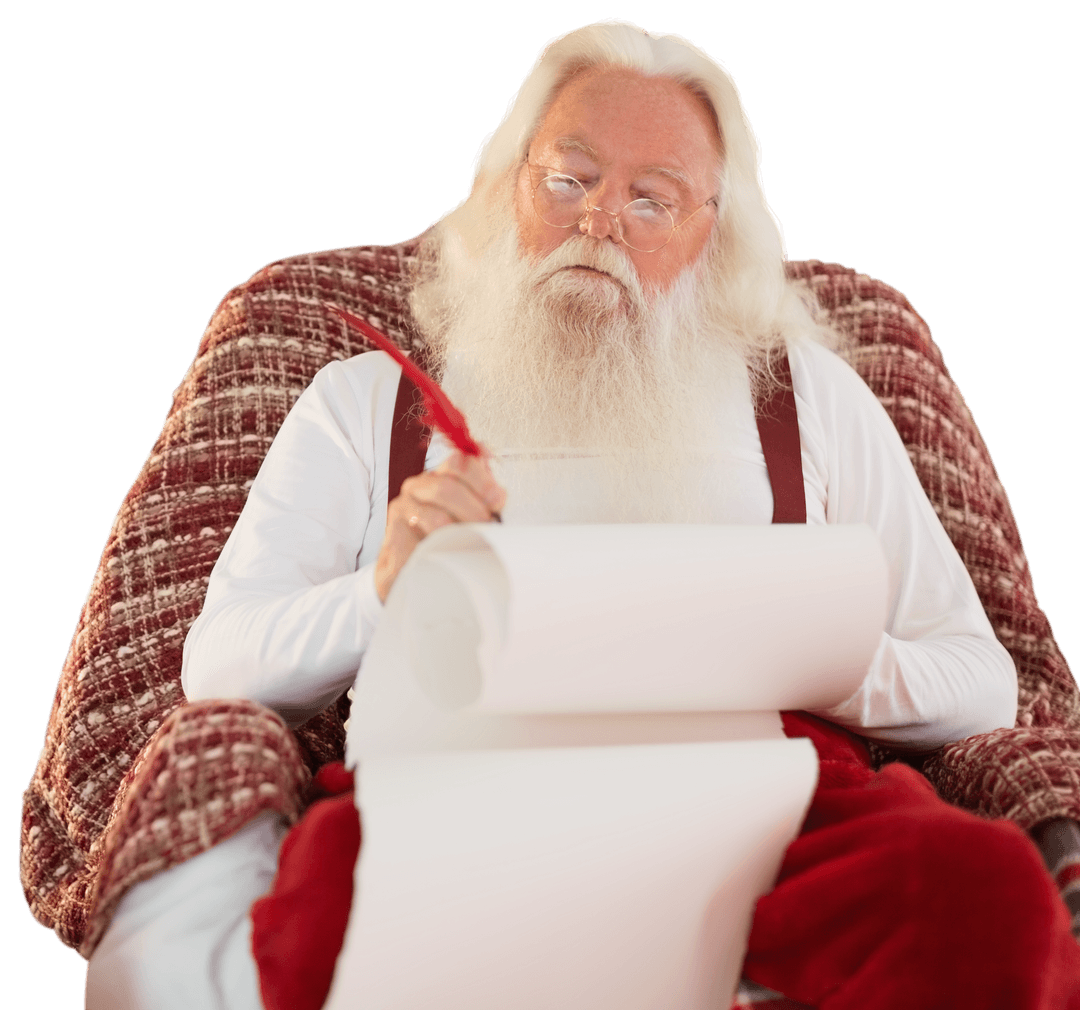 Traditional Santa Claus Writing List Transparent Background