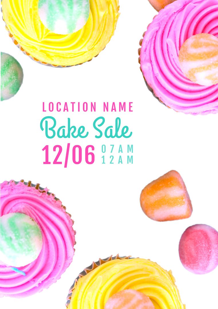 Bright and Colorful Bake Sale Flyer with Sweets