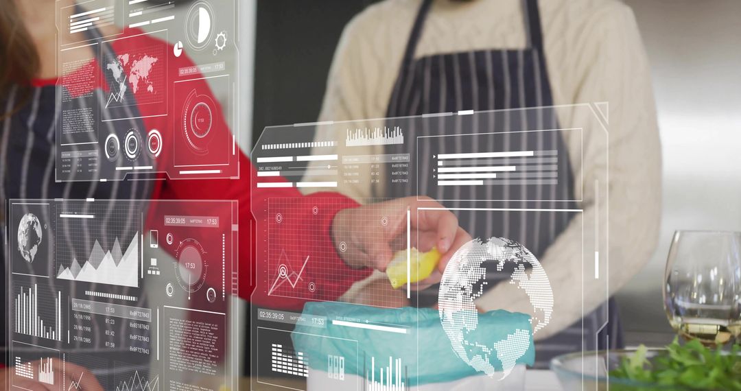 Modern Kitchen Concept with Digital Technology Overlays