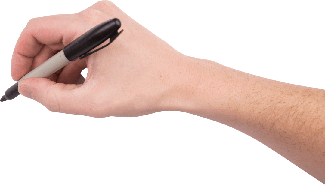 Transparent Hand Writing with Black Felt Tip Pen on White Background