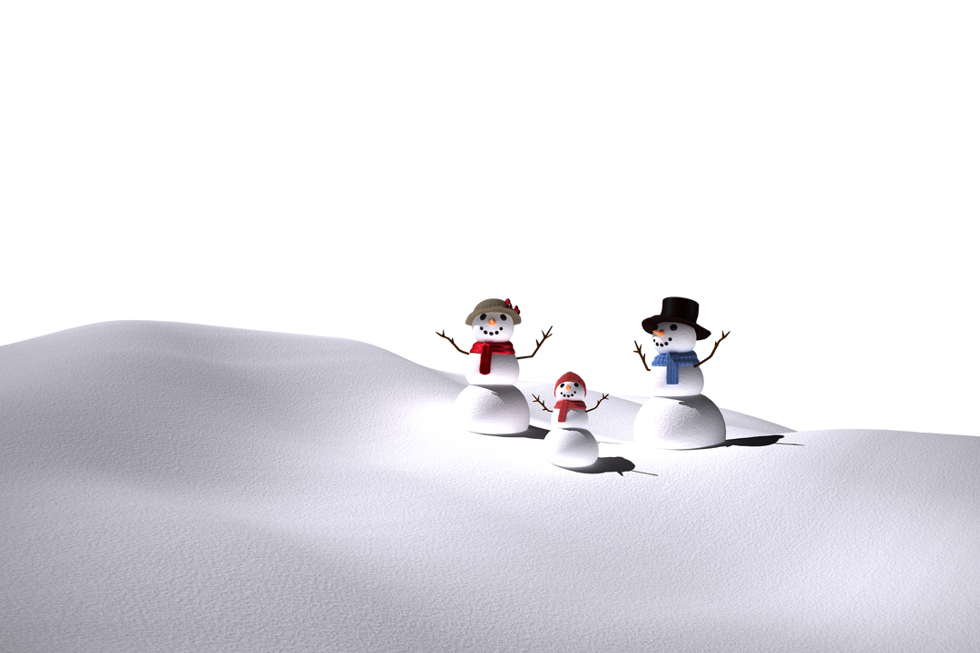 Vertical transparent family of snowmen in sunny winter snow background - Download Free Stock Images Pikwizard.com