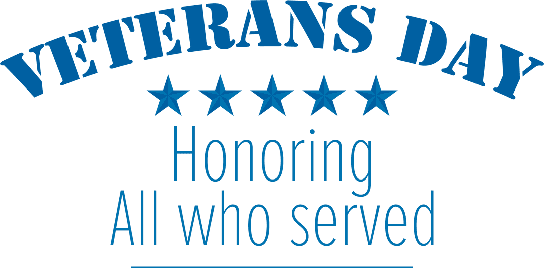 Transparent Veterans Day Logo with Stars and Bold Text