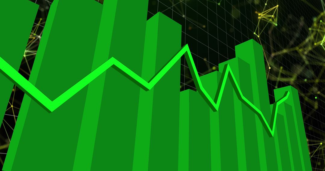 Dynamic Financial Data Chart on Digital Network Background