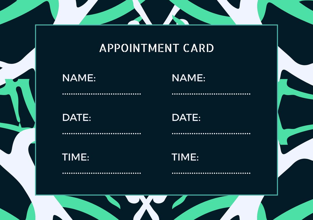 Abstract Appointment Card Template with Copy Space for Name, Date, and Time - Download Free Stock Templates Pikwizard.com