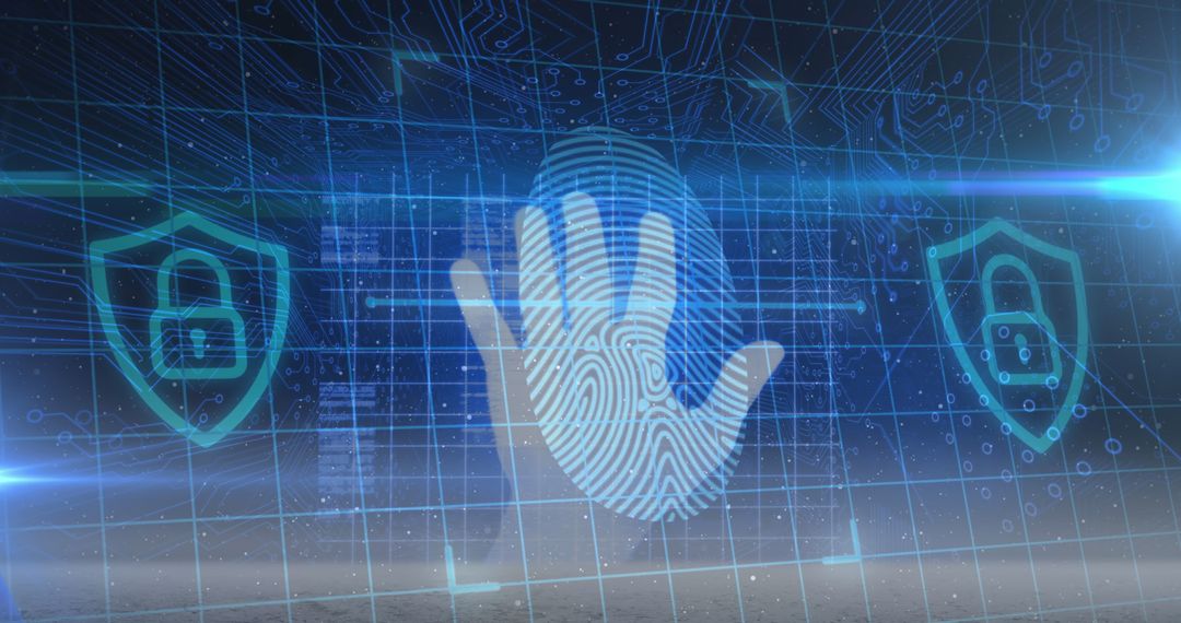 Biometric Security Concept with Hand Scanner and Digital Lock
