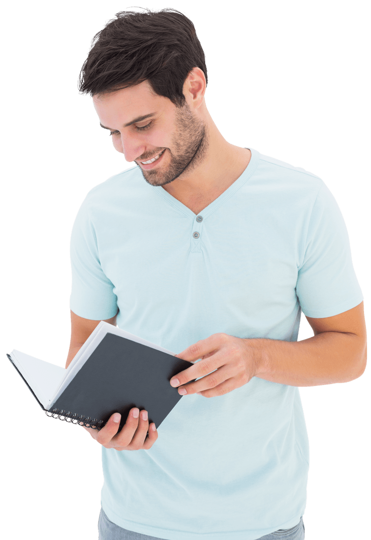 Caucasian Man Reading Book Transparent Background Literature