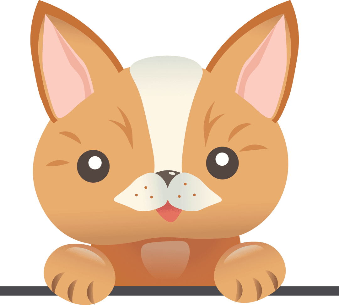Cute Dog Icon Digital Illustration on Transparent Background