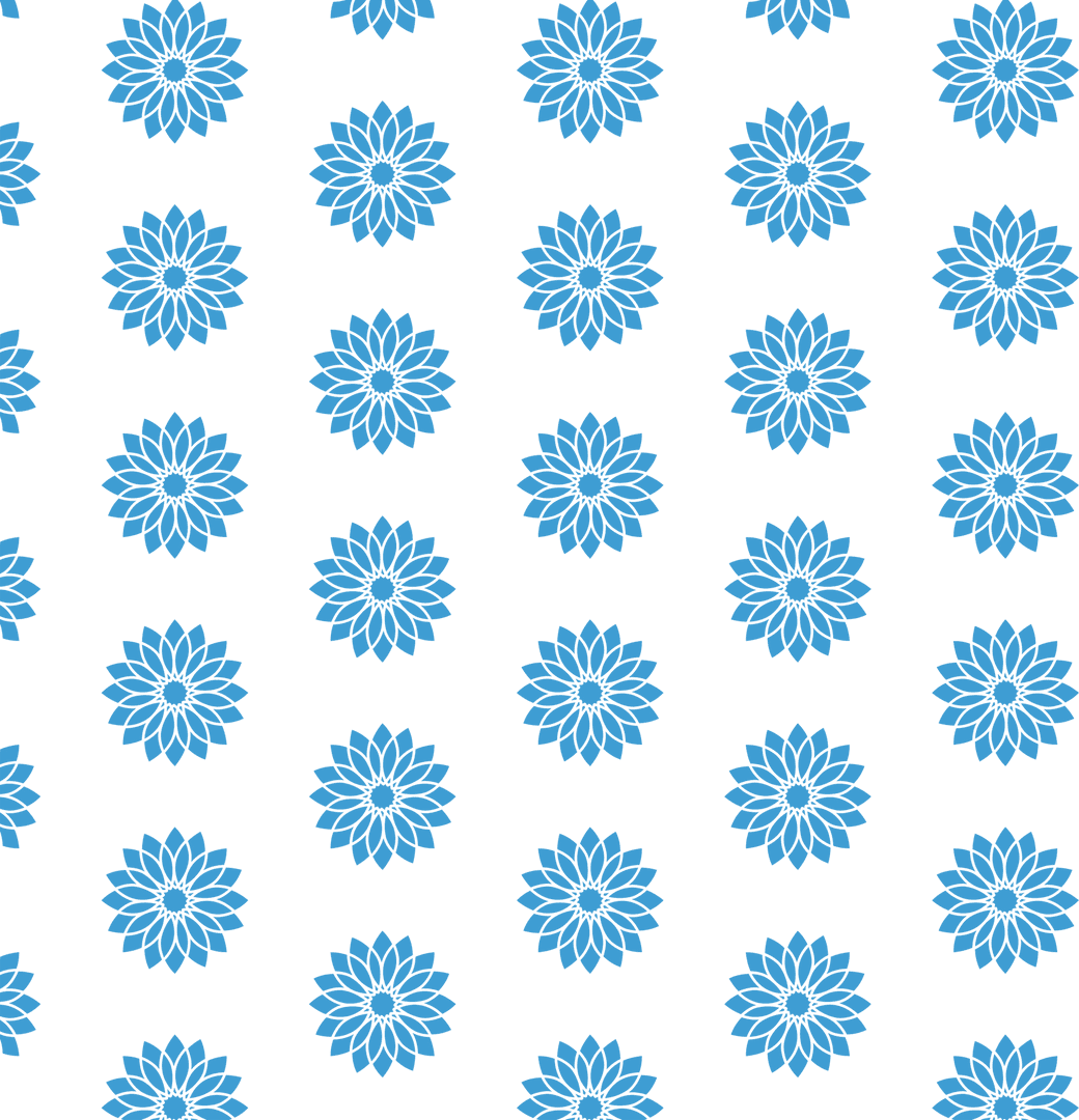 Blue Abstract Flower Pattern on Transparent Background