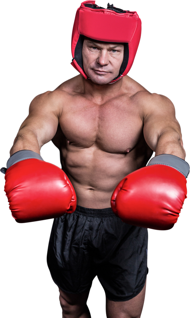 Confident Boxer in Red Gloves with Transparent Background - Download Free Stock Images Pikwizard.com