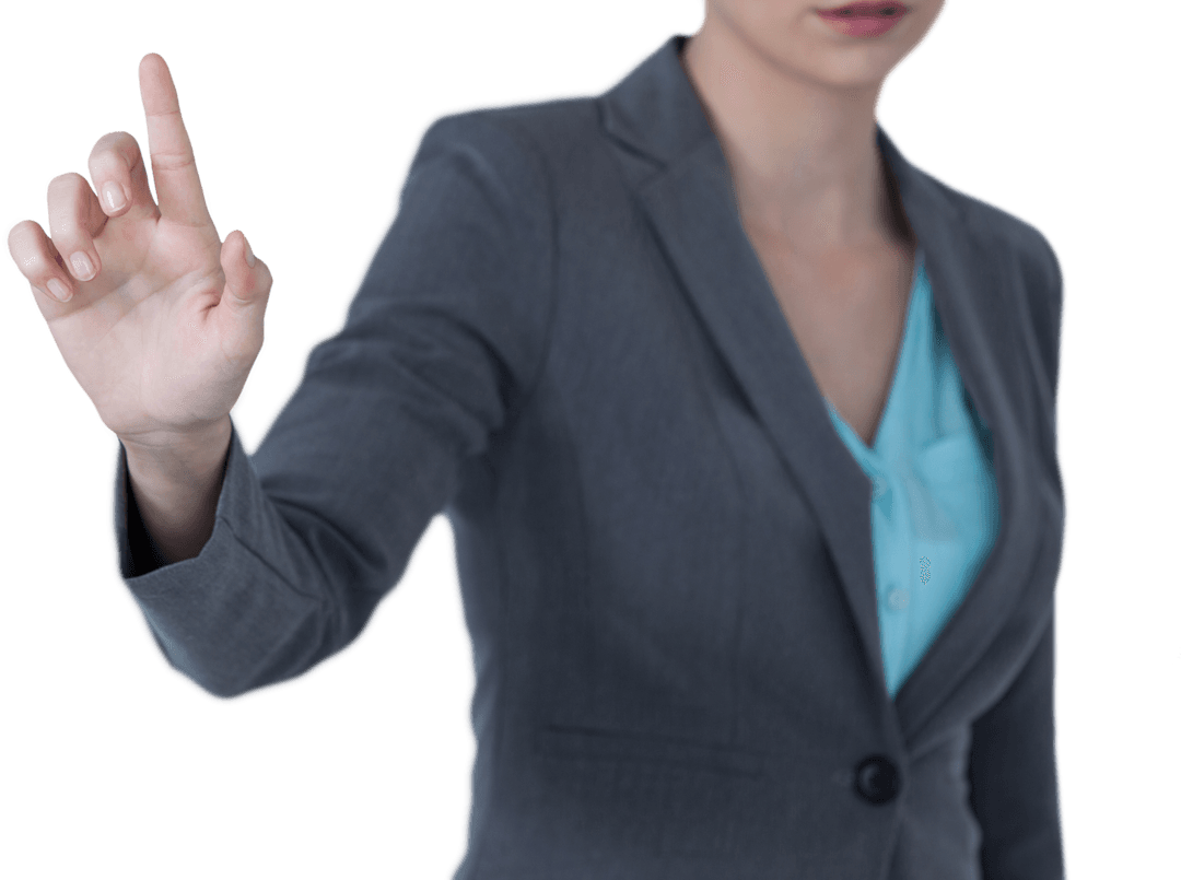 Businesswoman Pointing Towards Transparent Digital Interface