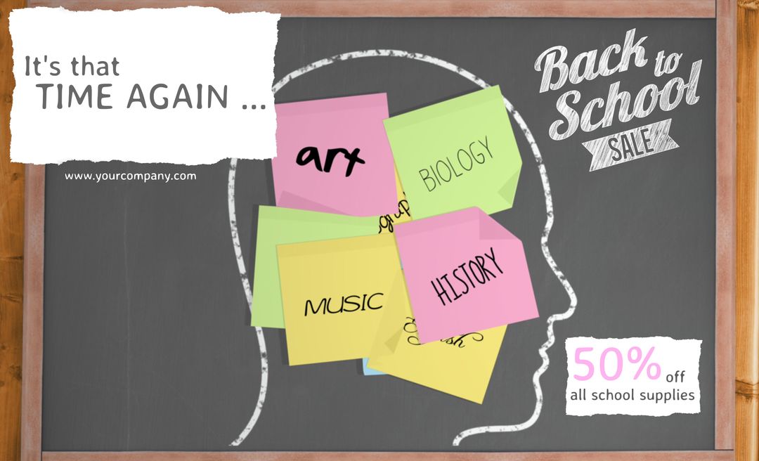 Back-to-School Promo with Sticky Note Brain Visualization