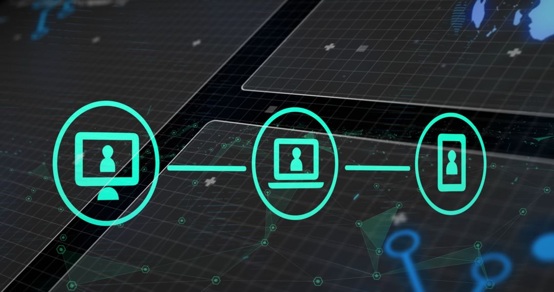 Futuristic Digital Network Interface with Connected Devices
