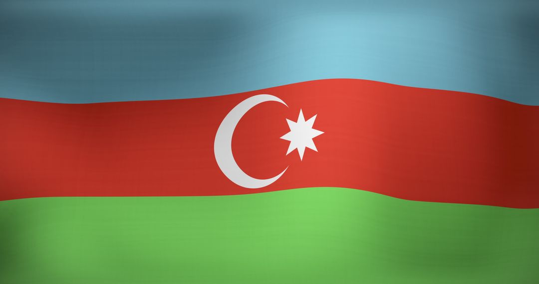 Waving Flag of Azerbaijan Displaying National Symbolism