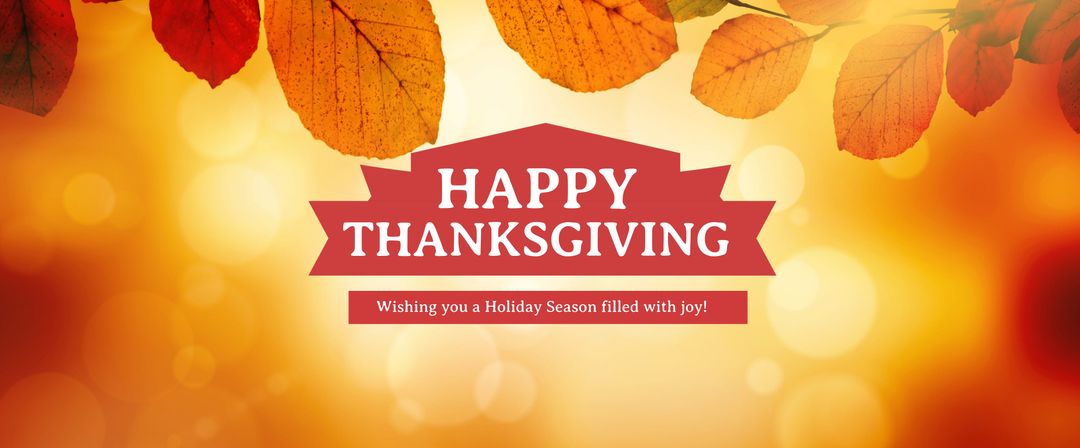 Festive Thanksgiving Greeting with Autumn Leaves