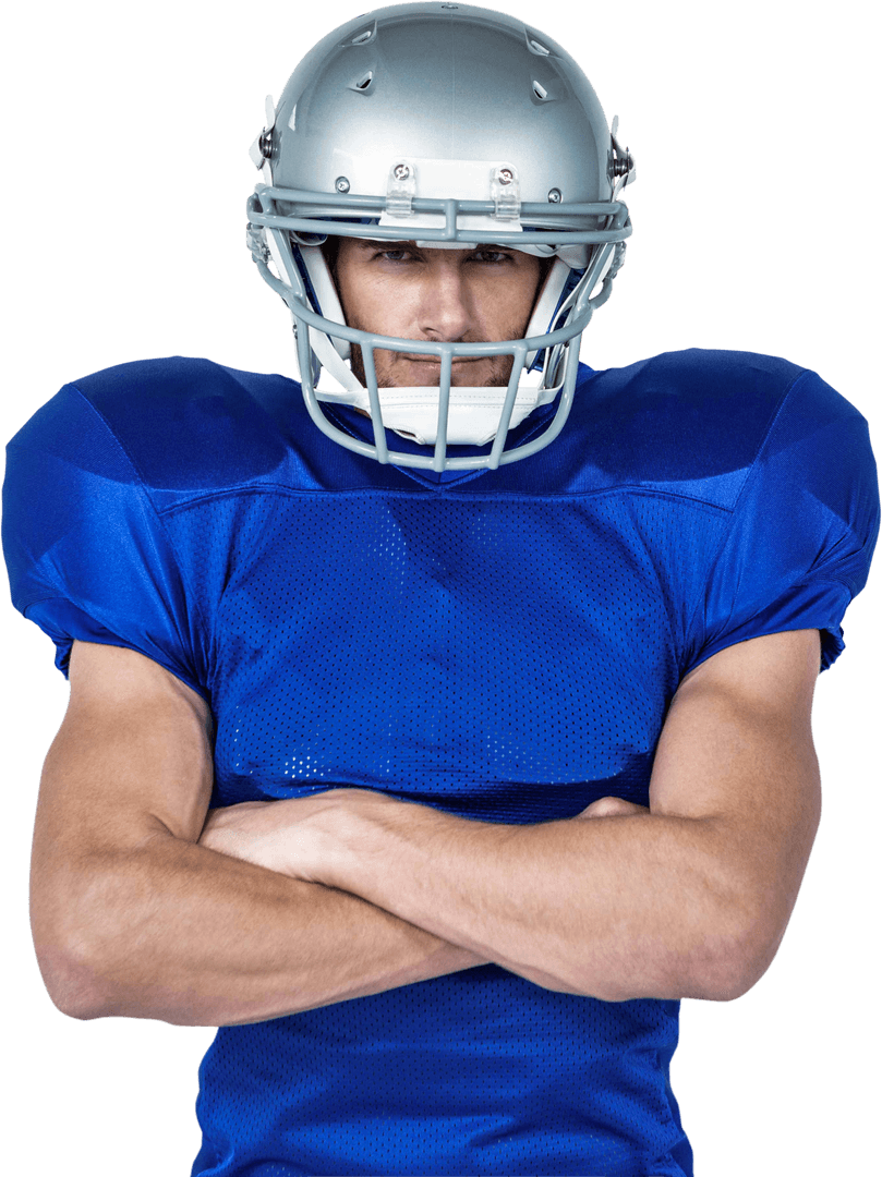 Transparent Confident American Football Player with Helmet