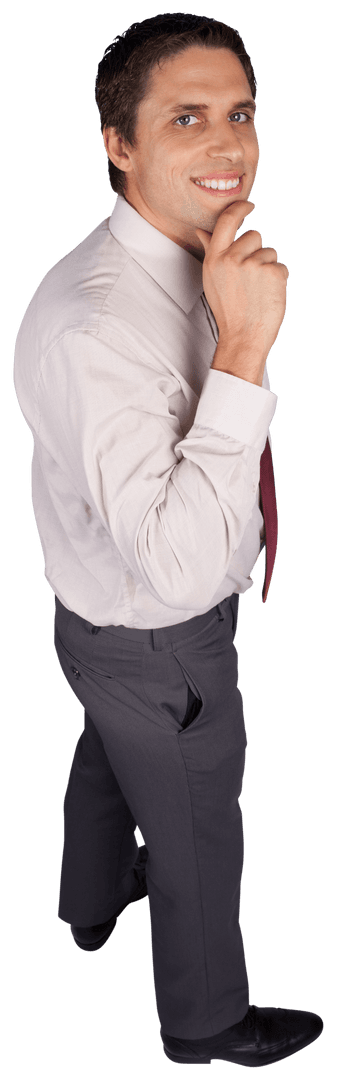 Confident Businessman Pondering Thoughtfully on Transparent Background