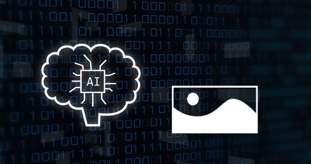 AI Technology Concept with Brain and Image Binary Code