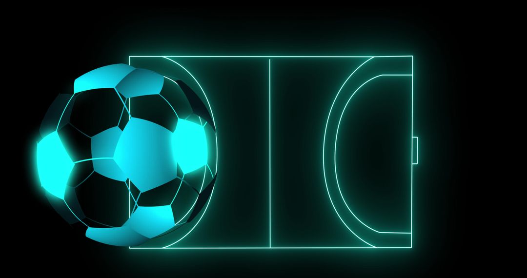 Digital Football Over Neon Stadium with Futuristic Glow