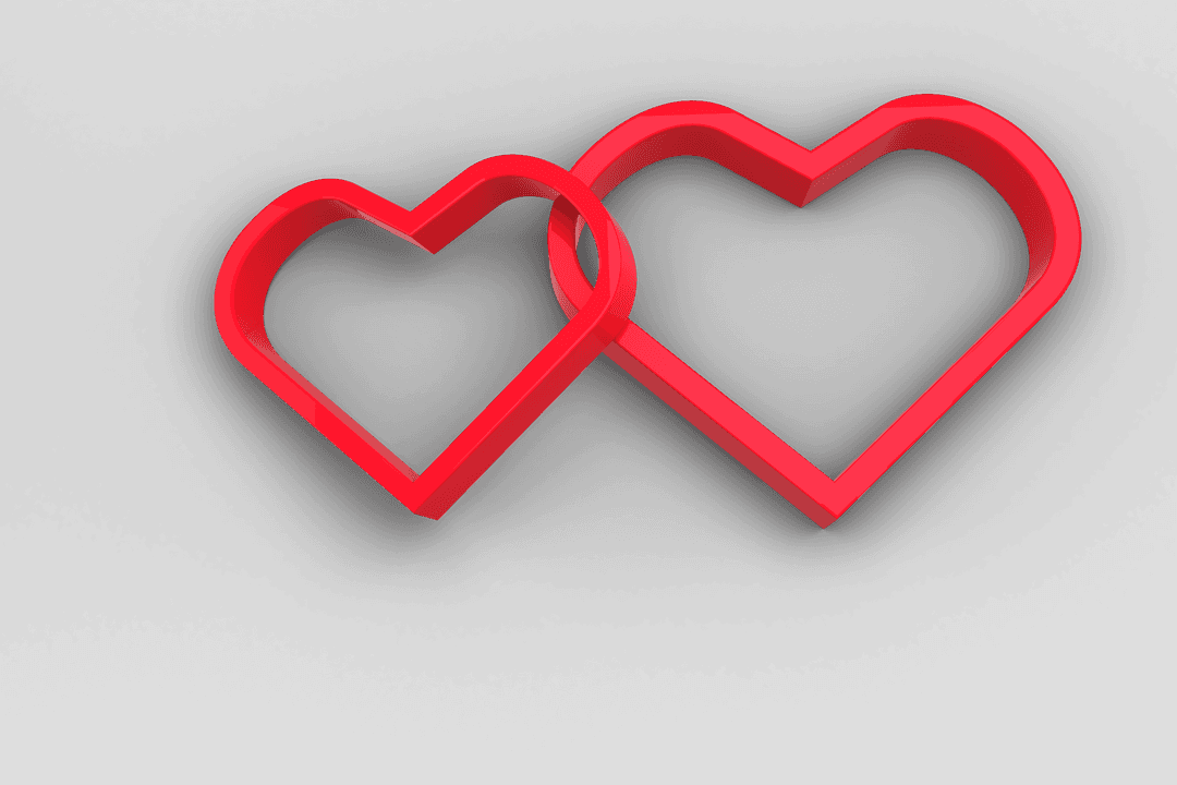Interlocking Red Hearts on Transparent Background Illustrate Love