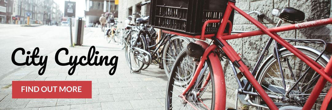Urban bicycle parking on busy city street