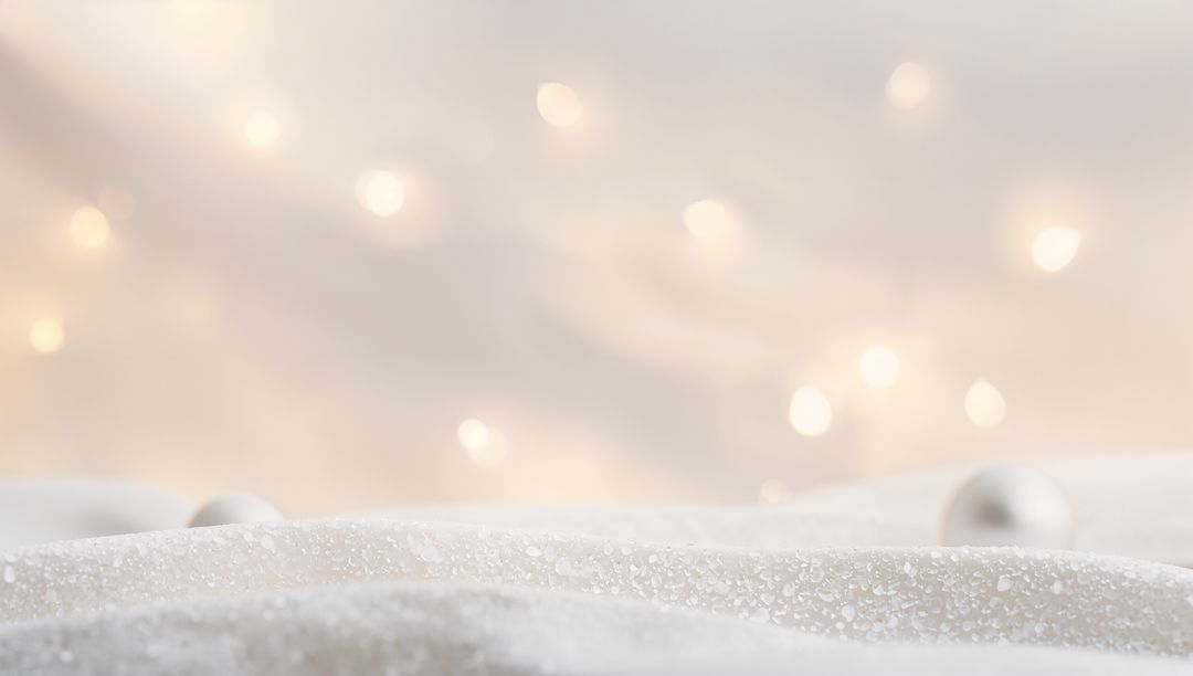 Shimmering Ivory Sequin Fabric with Warm Bokeh Lights and Soft Champagne Glow