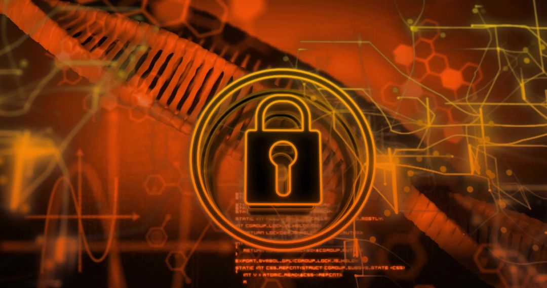 Futuristic Cybersecurity Interface Featuring Padlock Symbol