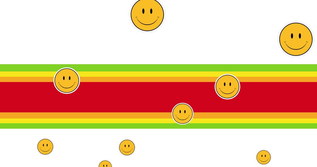 Bright Smiley Faces with Colorful Stripes on White Background