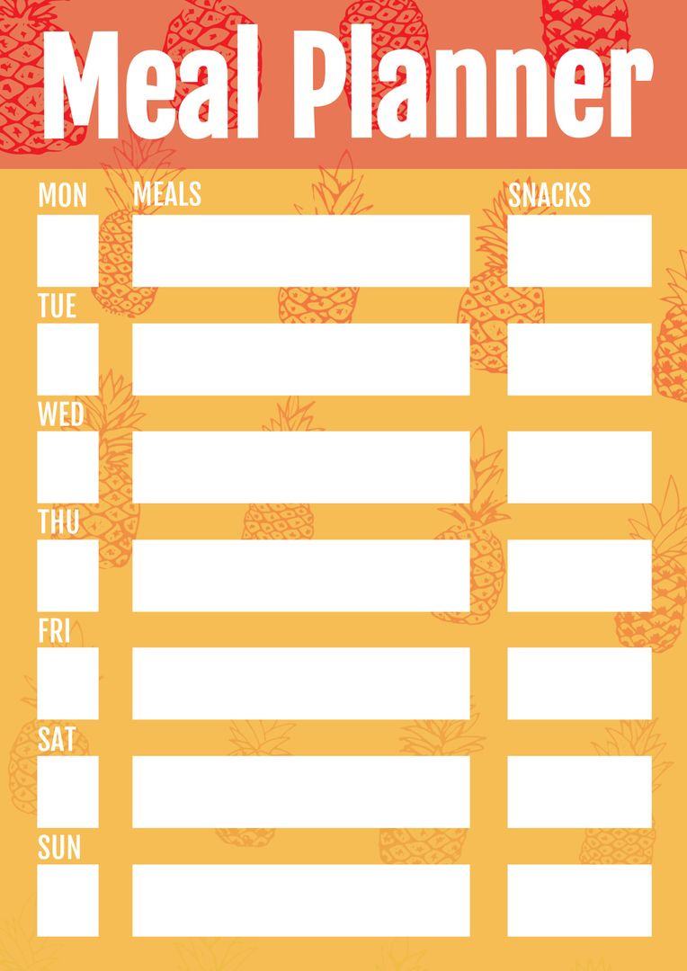 Tropical Theme Weekly Meal Planner with Pineapple Graphics - Download Free Stock Templates Pikwizard.com