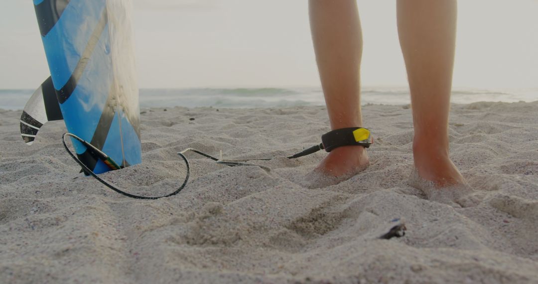 Surfer Energetically Preparing for Ocean Adventure