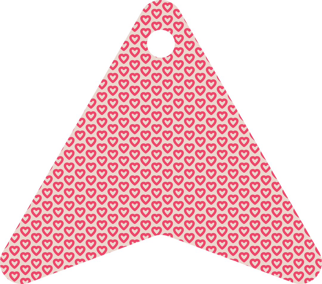 Pink Label with Heart Pattern on Transparent Background