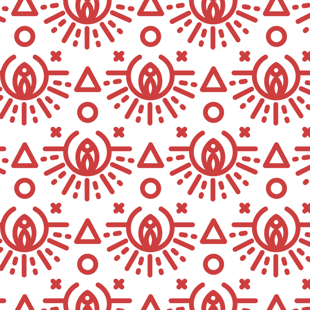 Seamless Red Tribal Pattern on Transparent Background